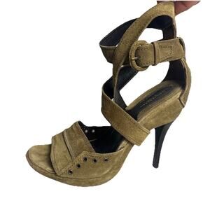 Donna Karan Suede Strappy High Heel Sandals Peep Toe Ankle Italy Women's 8 $670
